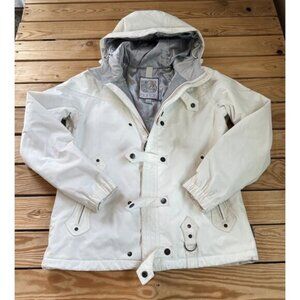 Burton Hooded Snowboarding Jacket Size Medium Women’s White Full Zip/Snap